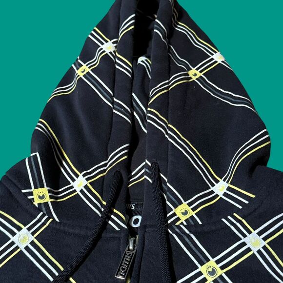 VTG Nomis Simon Outdoor Snowboard Hoodie Mens L Full Zip Jacket Y2K Black Yellow - Picture 5 of 12